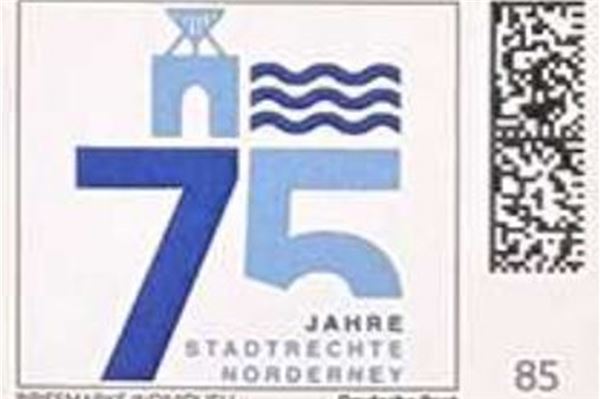 Die 85-Cent-Marke mit dem Logo des Stadtjubiläums.Foto: Stadt Norderney