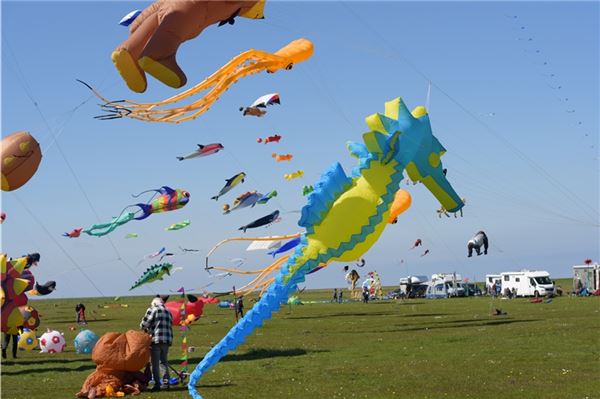 Bunte Drachen in Dornumersiel