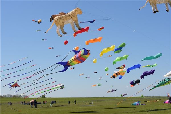 Bunte Drachen in Dornumersiel