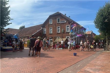 Beim Kinderpiratenfest in Marienhafe konnten die kleinen Freibeuter bei viel Sonnenschein so einiges erleben. Foto: Lena Rosen