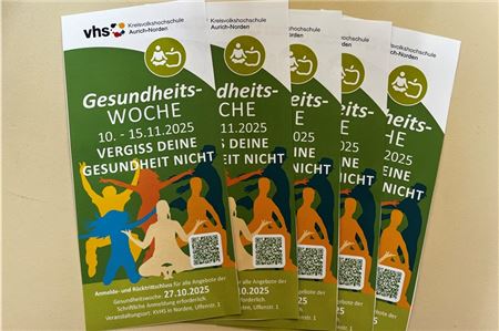 Der Flyer zur Gesundheitswoche ist mittlerweile vergriffen – alle Informationen sind aber auch online unter www.kvhs-norden.de zu finden. Foto: Christian Walther