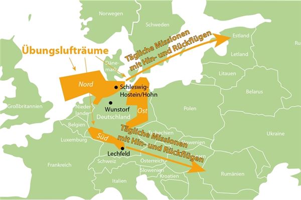 Der nördliche Übungsluftraum befindet sich über Ostfriesland.