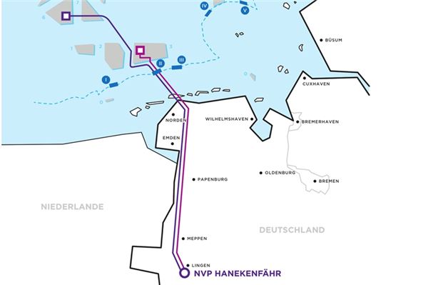 Die beiden Offshore-Netzanbindungen verlaufen bis weit ins Binnenland nach Lingen.