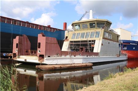 Die neue Fähre «Meine Fähre 1» liegt an einer Werft in Groningen. Die ostfriesische Urlaubsinsel Norderney soll schon bald mit einer weiteren, täglichen Fährverbindung angesteuert werden.