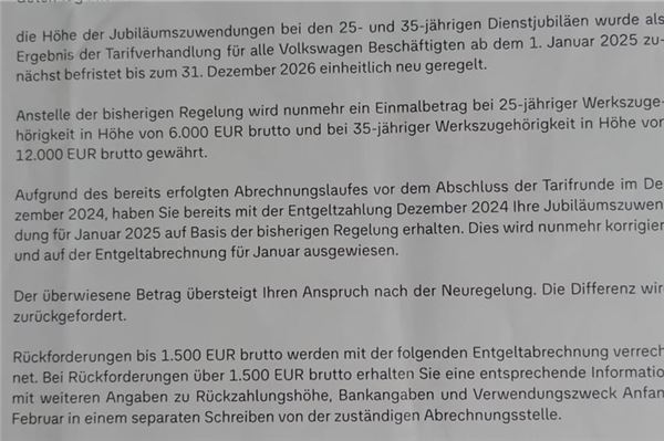 Dieses Formschreiben haben die aktuellen Jubilare noch im Januar dieses Jahres in ihren Briefkästen gefunden.Foto: privat