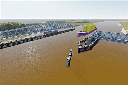 Entwurf der neuen Friesenbrücke bei Weener