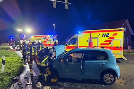 Feuerwehrleute trennten das Bordnetz des verunfallten Fahrzeugs.