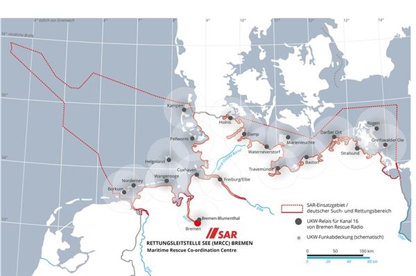 Für die Überwachung des international einheitlichen UKW-Notrufkanals 16 verfügt die Rettungsleitstelle See der DGzRS über ein eigenes flächendeckendes UKW-Relaisfunknetz mit 19 Sende- und Empfangsanlagen.