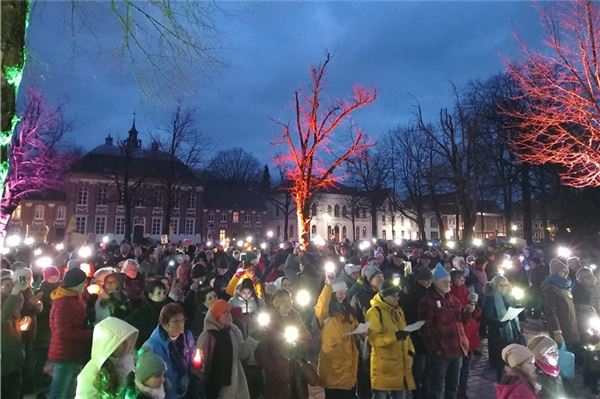 Je dunkler es wurde, desto mehr leuchteten die Lichter. Sogar die Bäume auf dem Marktplatz wurden angestrahlt.