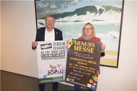 Möchten ihren Gästen „ein abwechslungsreiches Messe-Erlebnis in entspannter Atmosphäre“ bieten: Organisatorin Karin Thies und der Auricher Bürgermeister Horst Feddermann.Foto: Werner Jürgens