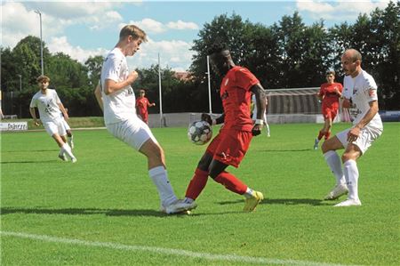 So deutlich wie lange nicht mehr. Bei der im Sommer enorm verstärkten Sportvereinigung lag der FC Norden (weiße Trikots) bereits zur Pause mit 0:6 im Hintertreffen. Foto: Hinrich Saathoff