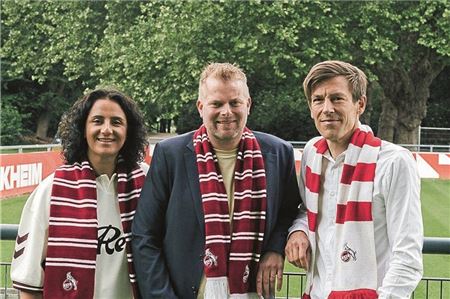 Trio. Wilke Stroman (Mitte) bildet mit Tugba Tekkal, einer früheren Profi-Fußballerin, und Dr. Carsten Wettig, bisheriger Vizepräsident des 1. FC Köln, ein Team. Foto. privat