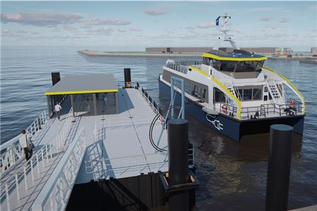 Voraussichtlich ab Mai 2024 können Fahrgäste mit dem E-Katamaran von Norddeich nach Norderney fahren. Mit Sonnenstrom betankt geht es in 30 Minuten zur Insel.